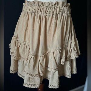 Elegant Tan Ruffle Skirt